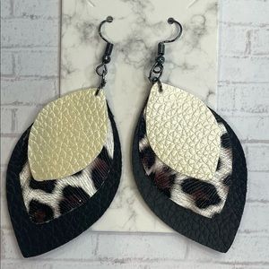Leopard drop earrings